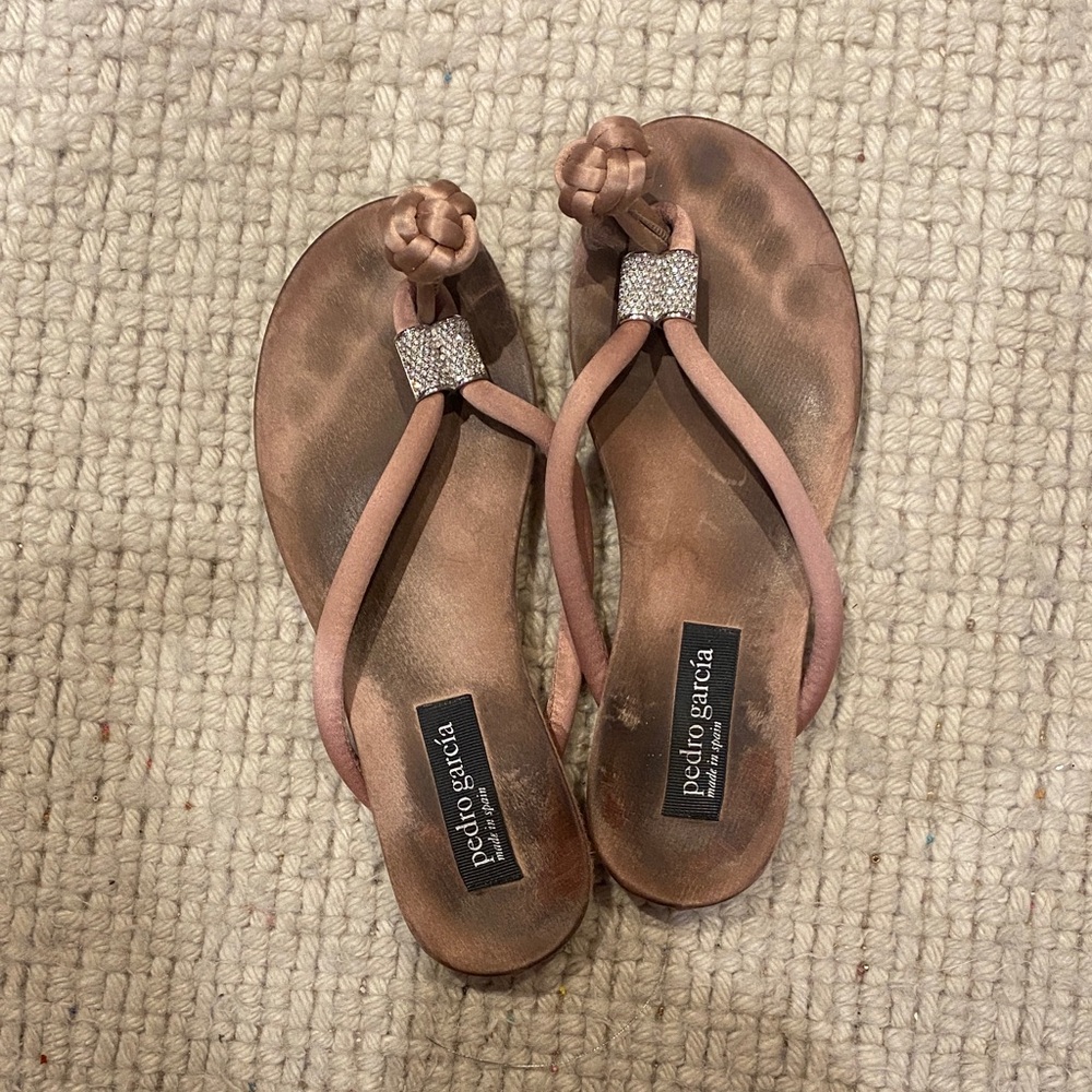 Pedro Garcia Women's Blush Sandals with Silver Accents